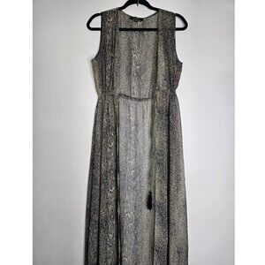 Aakaa Womens Duster Kimono Animal Print Long Size M Sheer